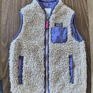 Patagonia Cream and Purple Fleece Vest